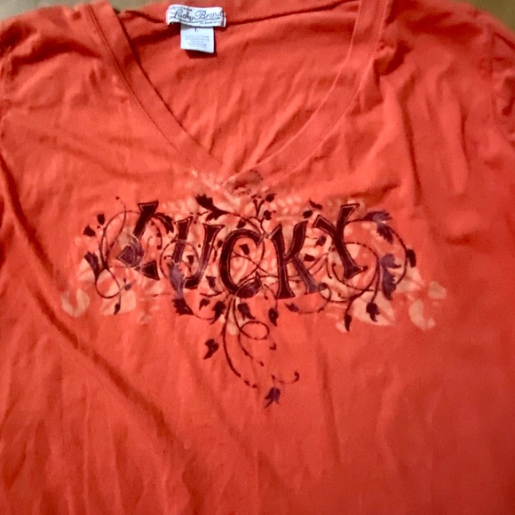 Lucky Brand Long Sleeve Embellished Cotton Tee Lg - Picture 2 of 6